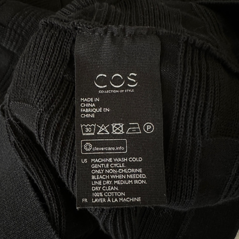COS Black Irregular-Stitch Textured Knit Top Tee Cotton Women’s Small - Picture 9 of 13
